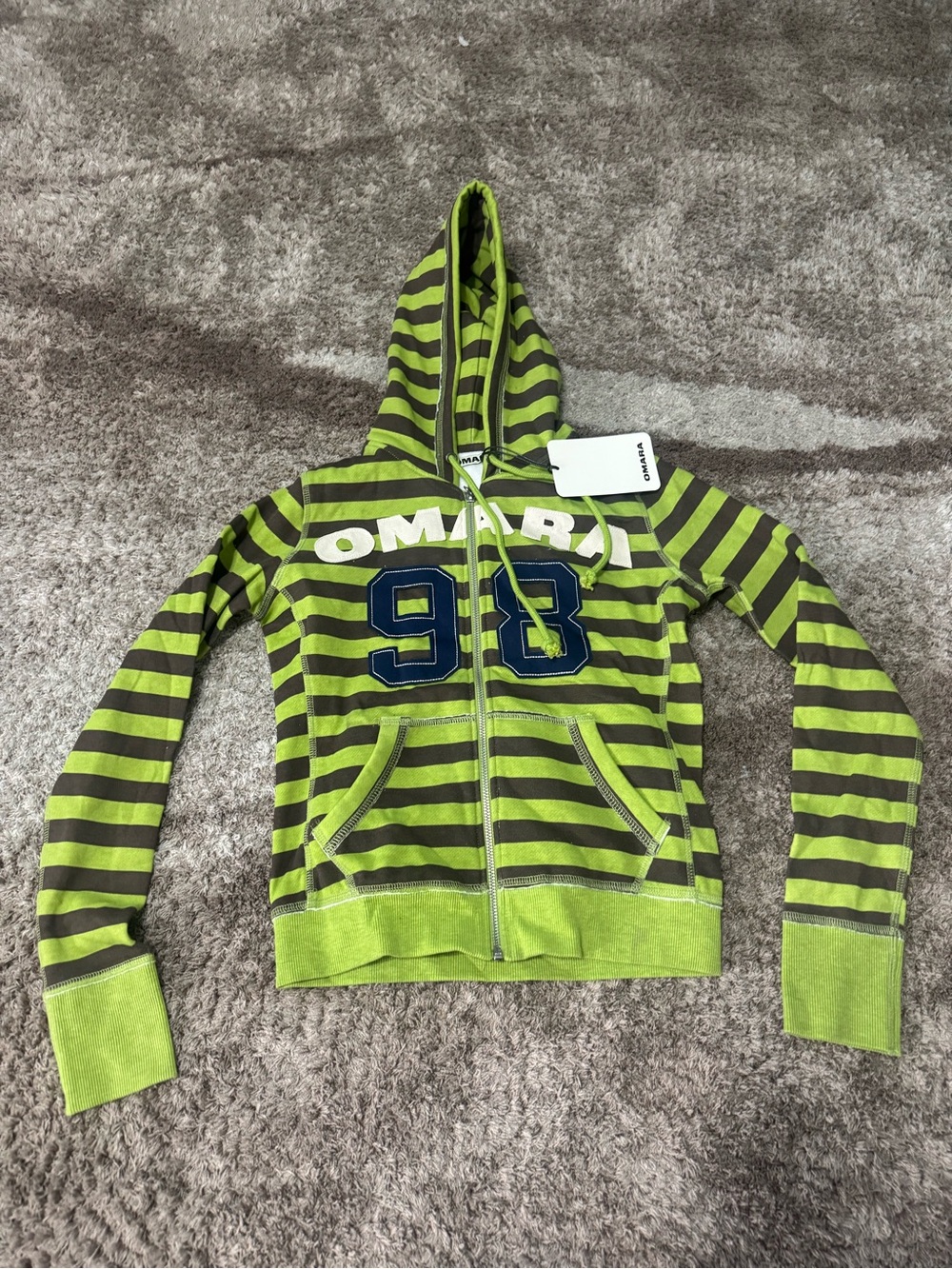 Omara Essential Green Striped Hoodie - Picture 2 of 5